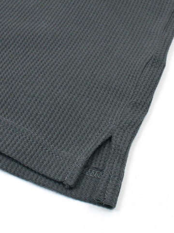 Brandahub polo shirts Premium Zr Waffle knit johnny collar polo-(grey)