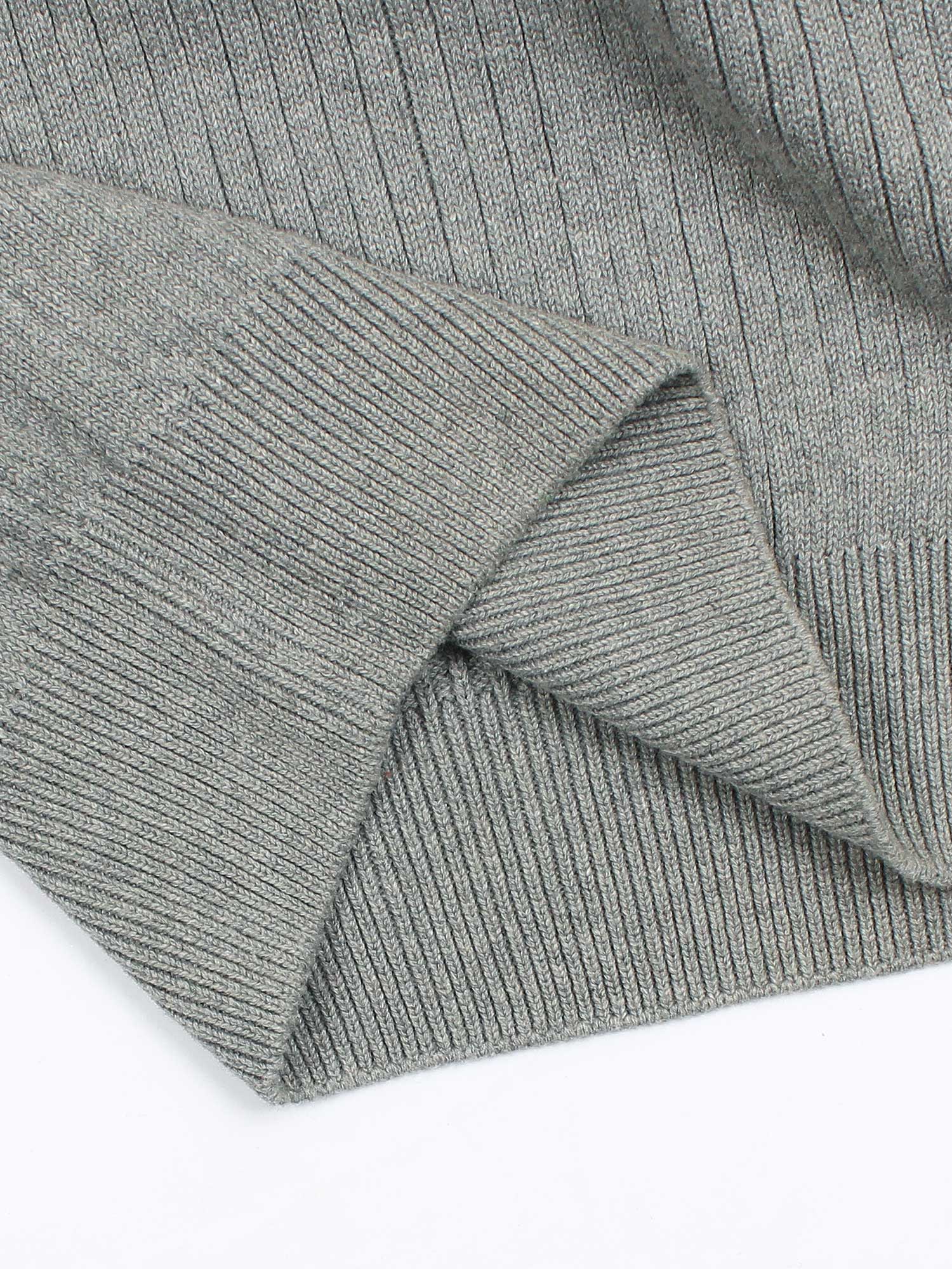 RL Rib Knit Half Zipper Cotton Sweater (heather grey)