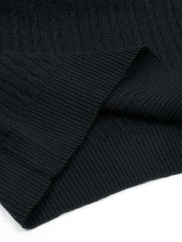 RL cable knit polo-black