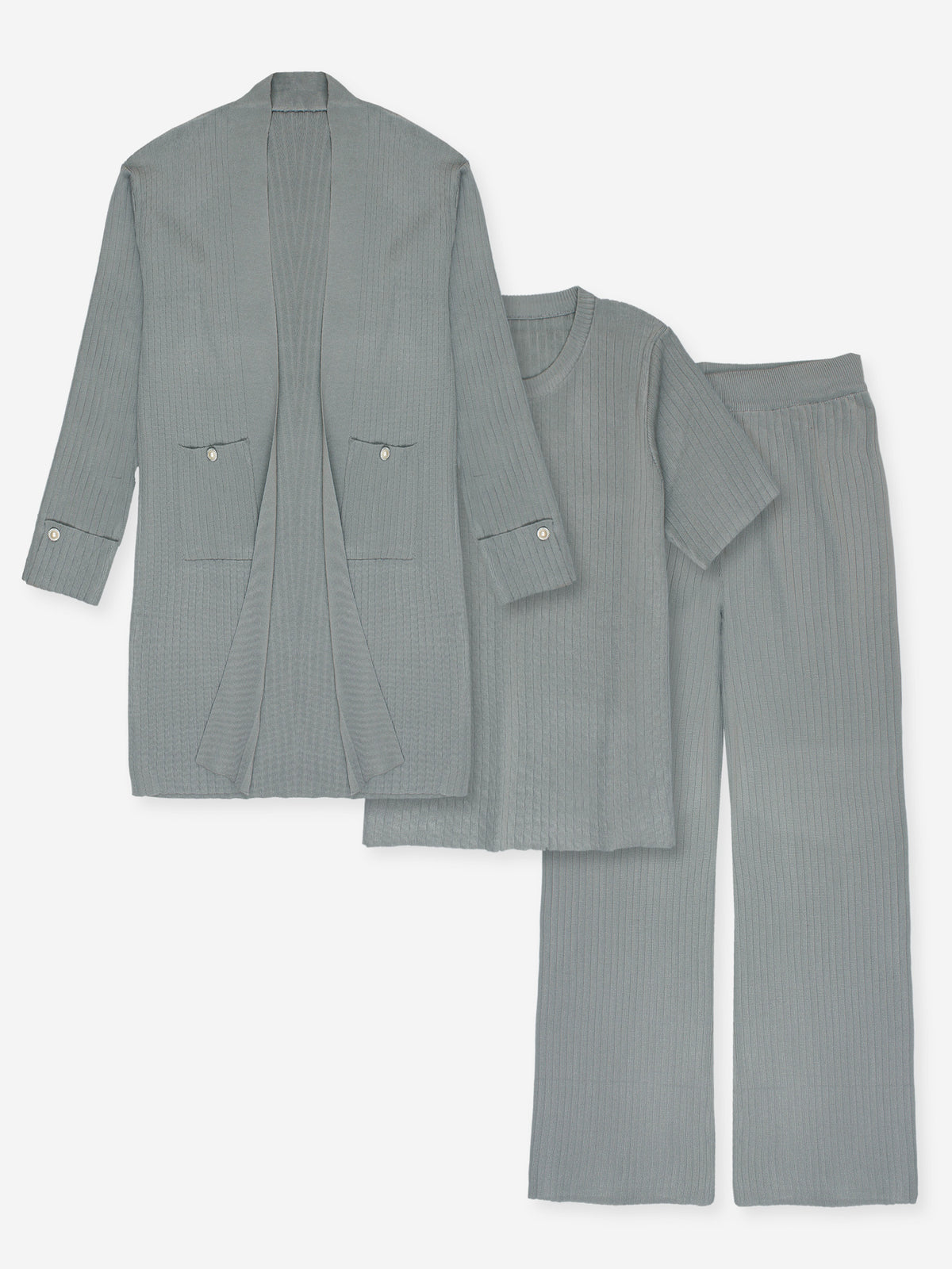 The Allure 3-Piece Textured Knit Set (grey)