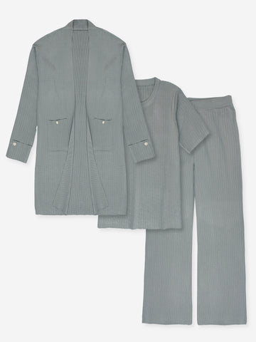 The Allure 3-Piece Textured Knit Set (grey)