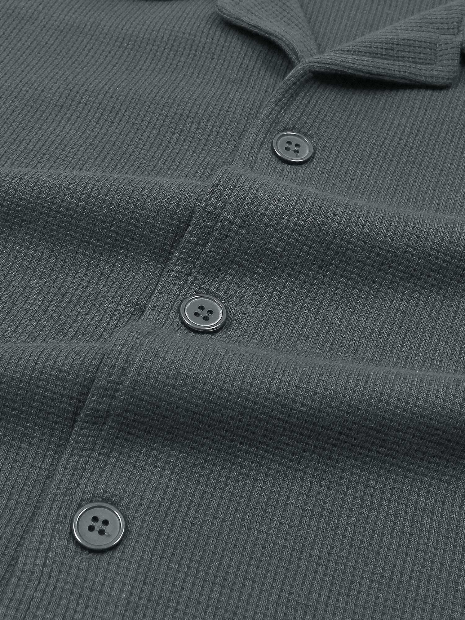 Brandahub polo shirts Premium Zr Waffle knit Resort collar shirt-(grey)
