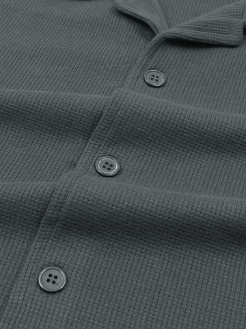 Brandahub polo shirts Premium Zr Waffle knit Resort collar shirt-(grey)
