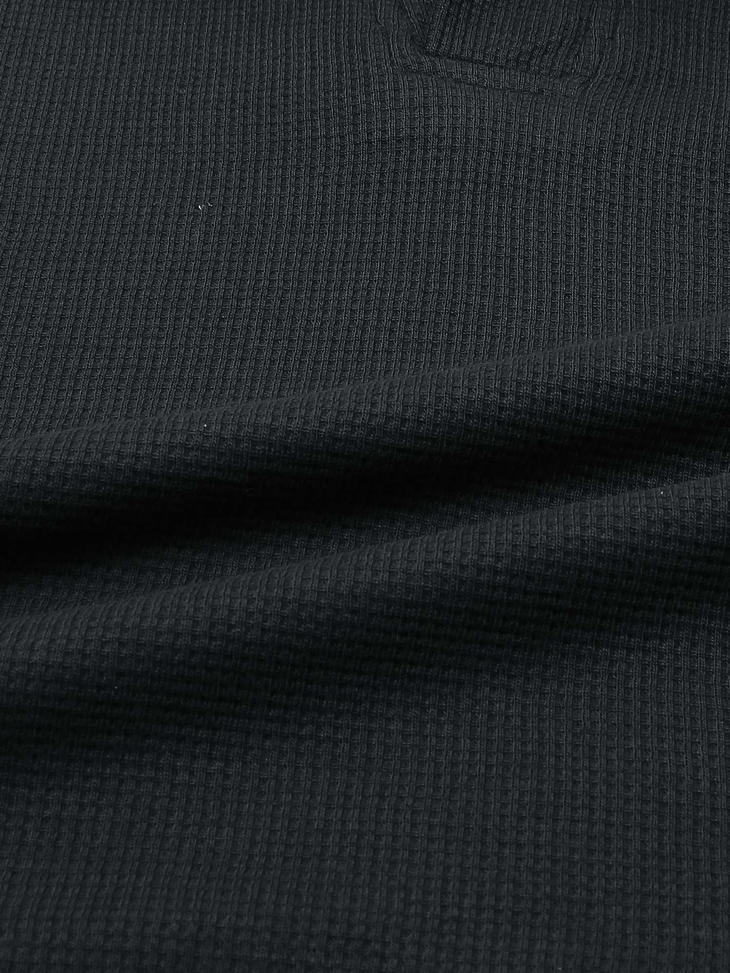 Brandahub polo shirts Premium Zr Waffle knit johnny collar polo-(black)