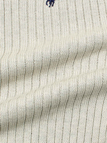Brandahub sweaters RL Rib Knit Half Zipper Cotton Sweater (beige)