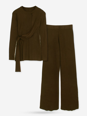 The Aura Asymmetrical Tie-Knit Set (brown)