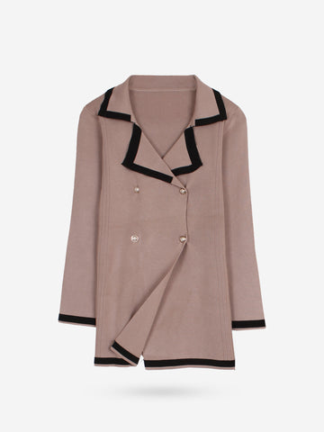 The Commodore Tipped Knit Blazer Set (Taupe)
