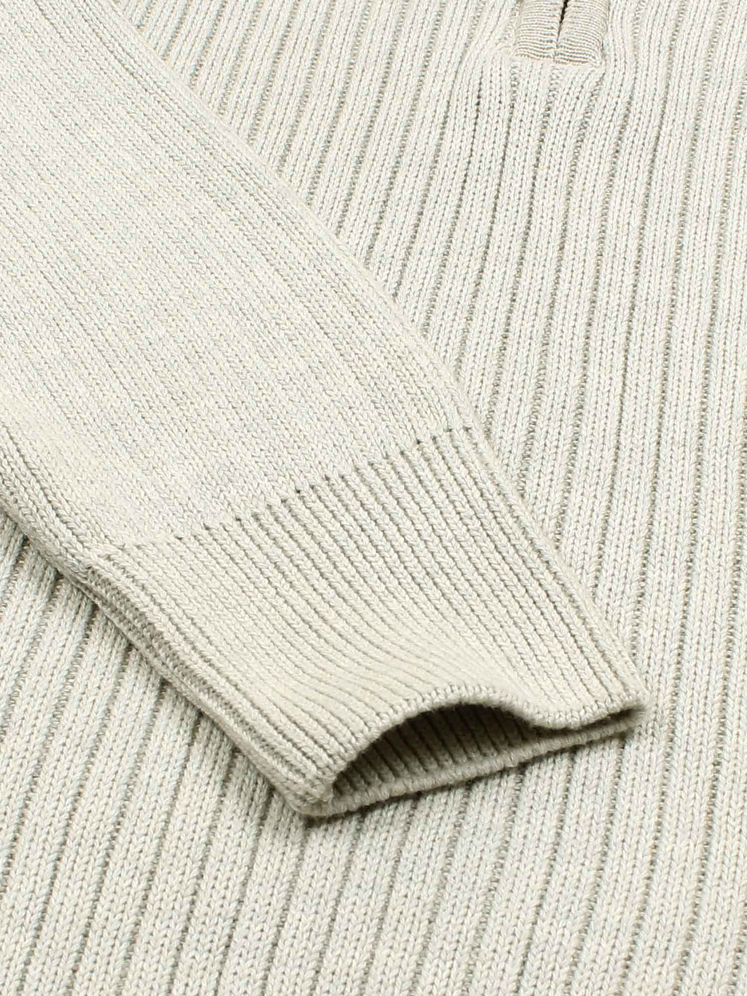 Brandahub sweaters RL Rib Knit Half Zipper Cotton Sweater (beige)