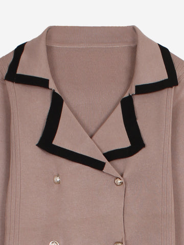 The Commodore Tipped Knit Blazer Set (Taupe)
