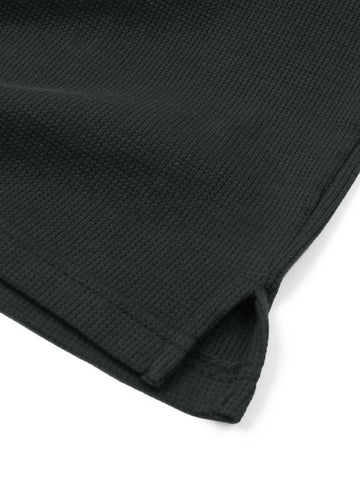 Brandahub polo shirts Premium Zr Waffle knit johnny collar polo-(black)