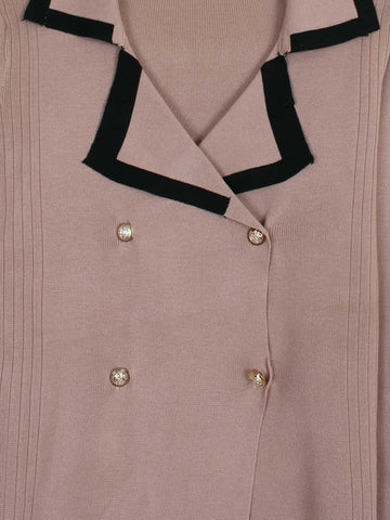 The Commodore Tipped Knit Blazer Set (Taupe)