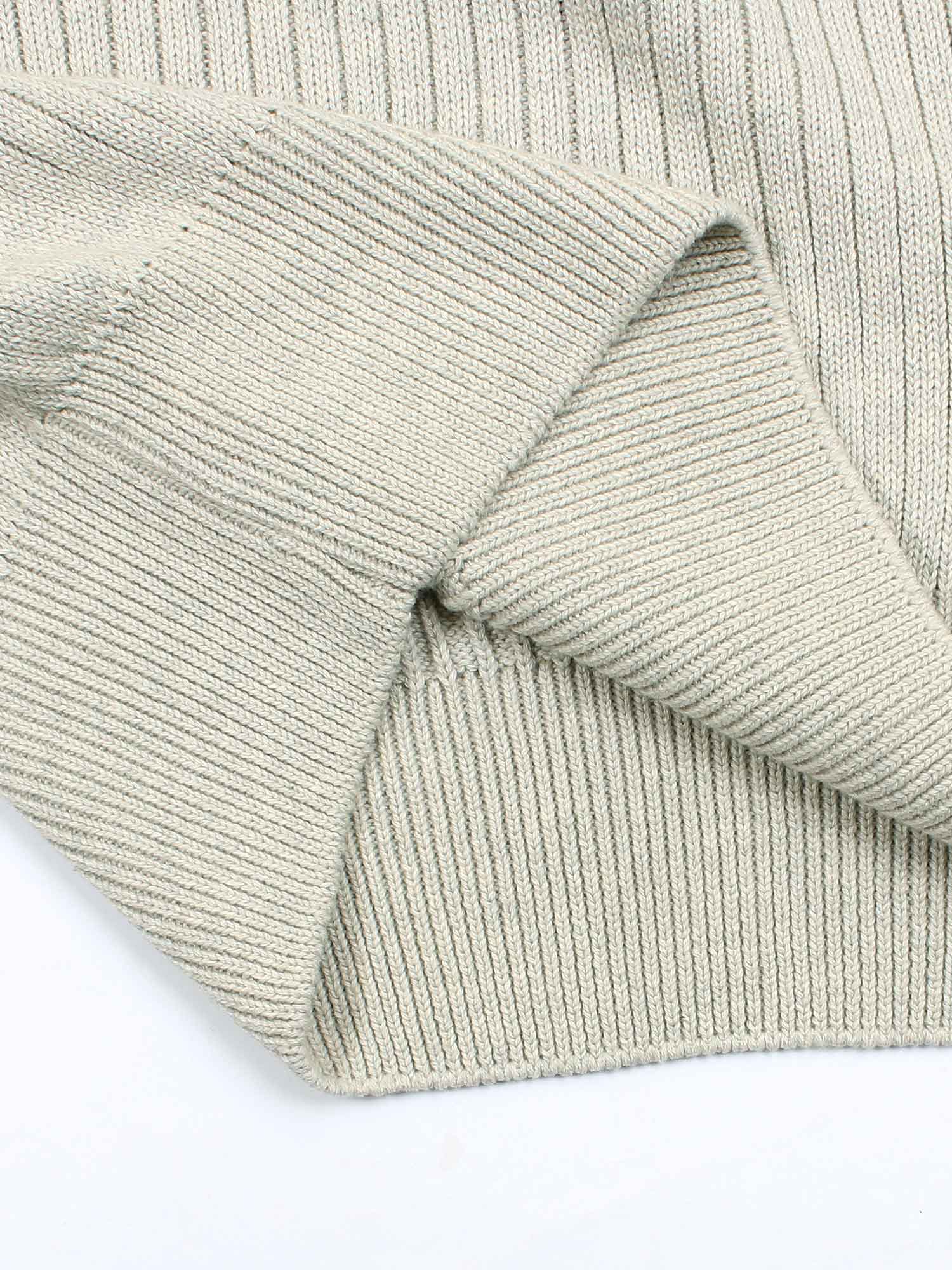 Brandahub sweaters RL Rib Knit Half Zipper Cotton Sweater (beige)