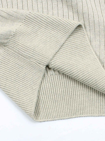 Brandahub sweaters RL Rib Knit Half Zipper Cotton Sweater (beige)