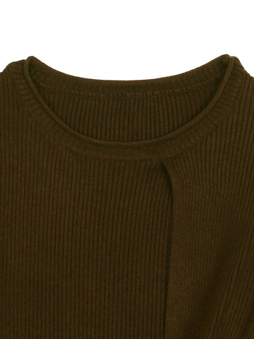 The Aura Asymmetrical Tie-Knit Set (brown)