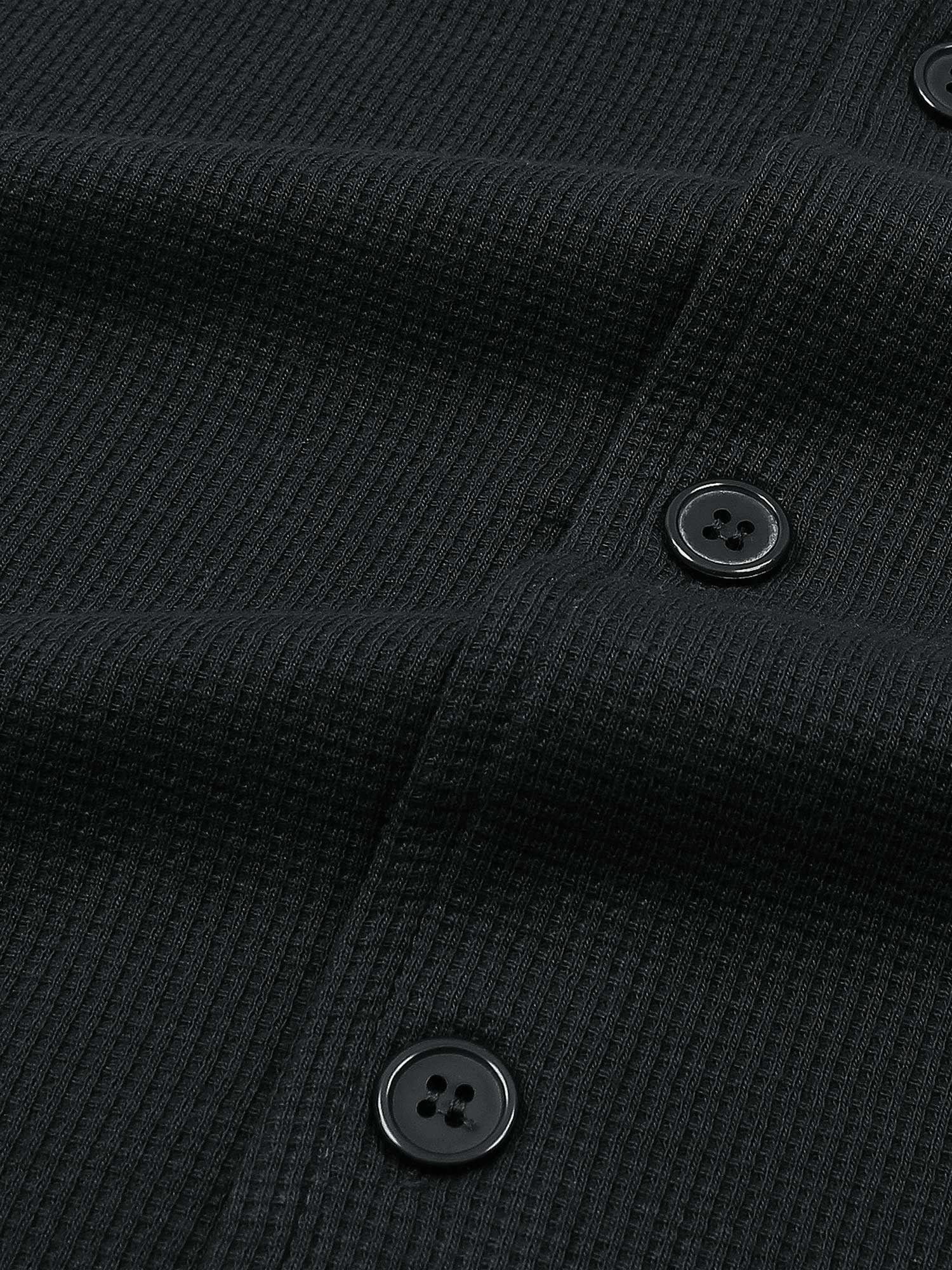 Brandahub polo shirts Premium Zr Waffle knit Resort collar shirt-(black)