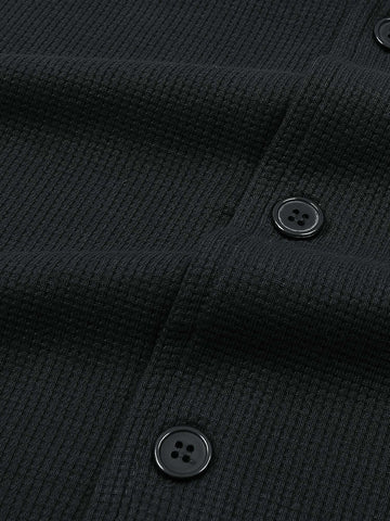 Brandahub polo shirts Premium Zr Waffle knit Resort collar shirt-(black)