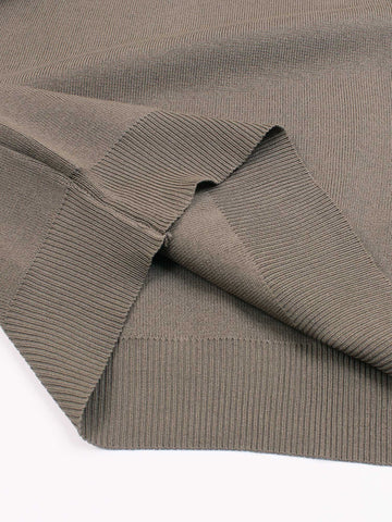 The Geo-Block Poncho Knit Set (Taupe & White)