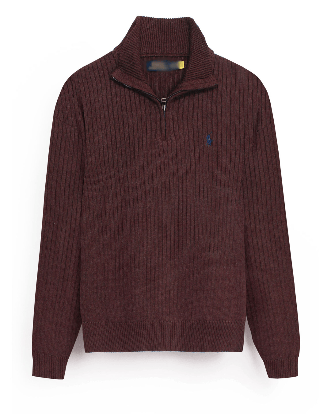 Brandahub sweaters RL Rib Knit Half Zipper Cotton Sweater (maroon)