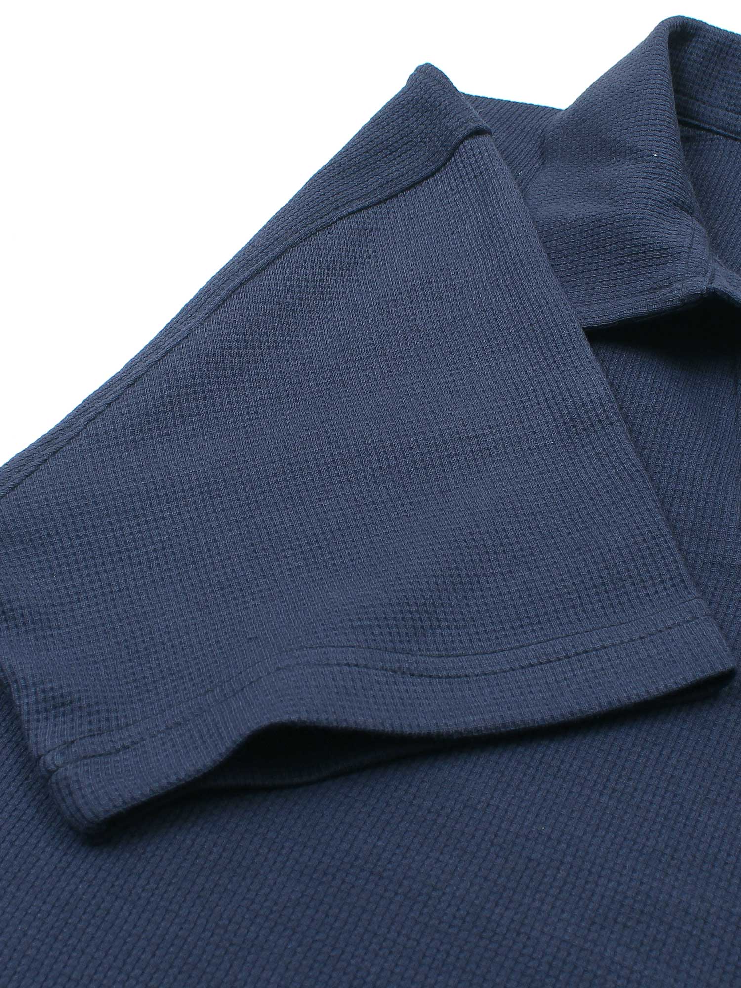 Brandahub polo shirts Premium Zr Waffle knit johnny collar polo-(navy blue)