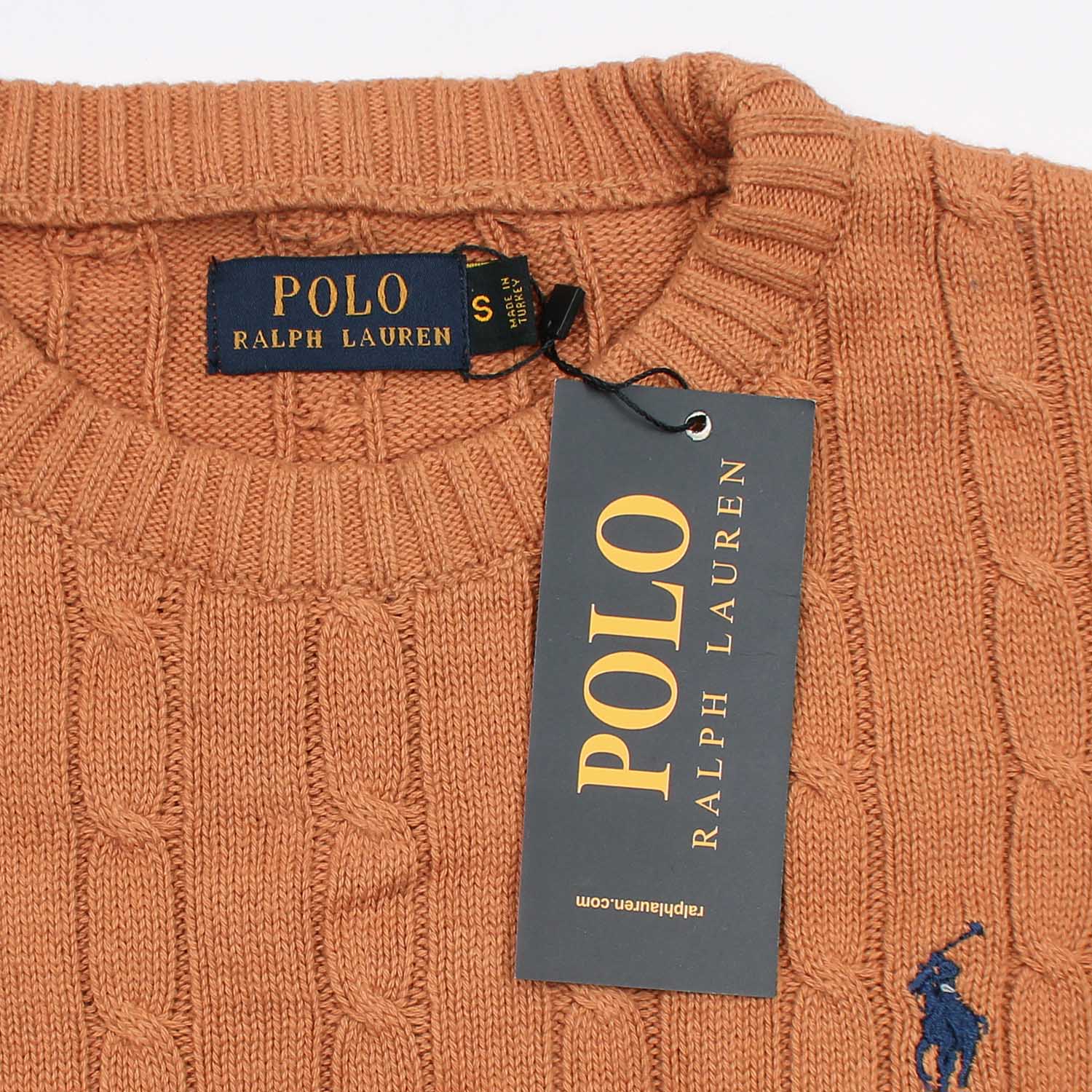 RL Cable-Knit Cotton Sweater (rust)