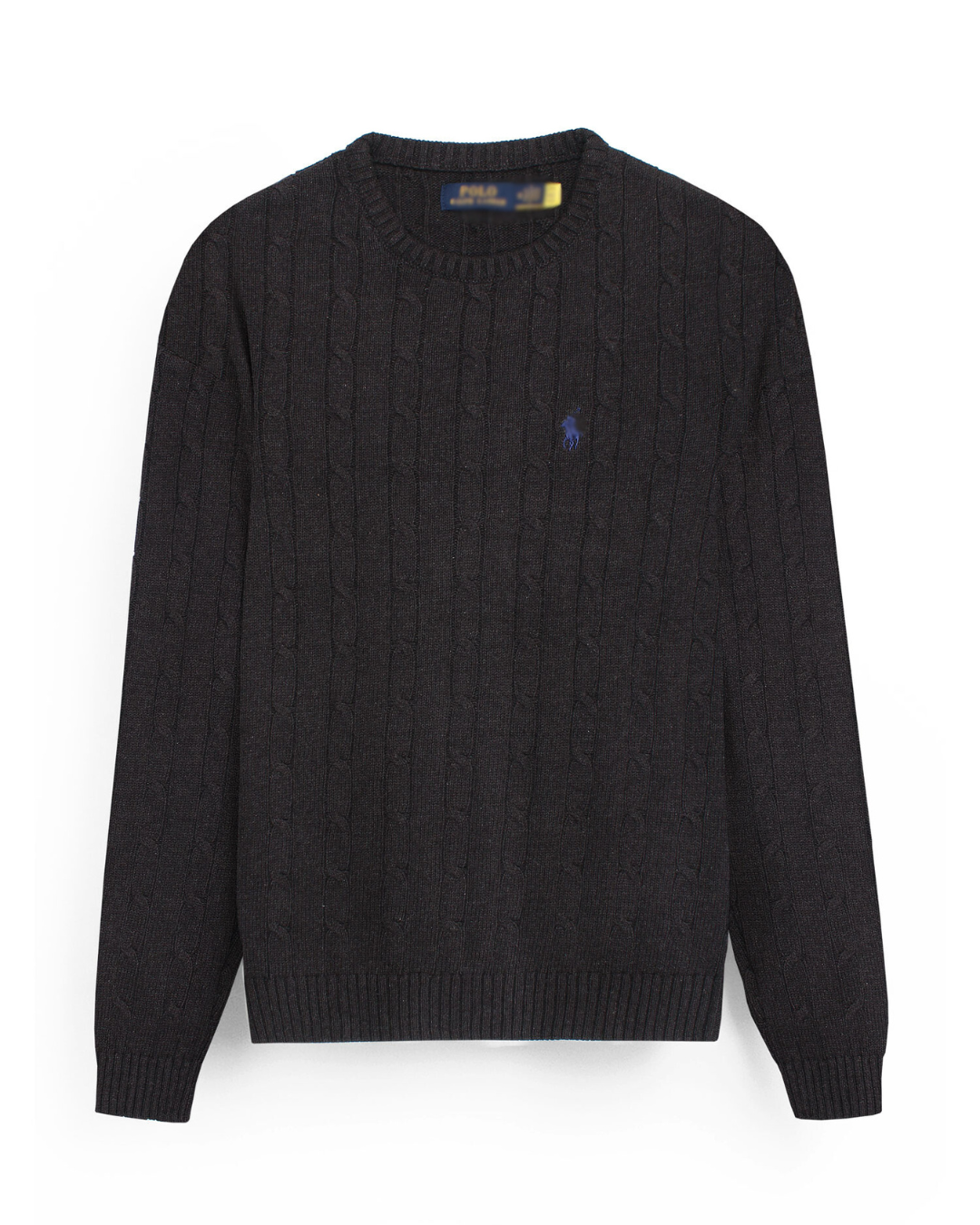 RL Cable-Knit Cotton Sweater (Charcoal)