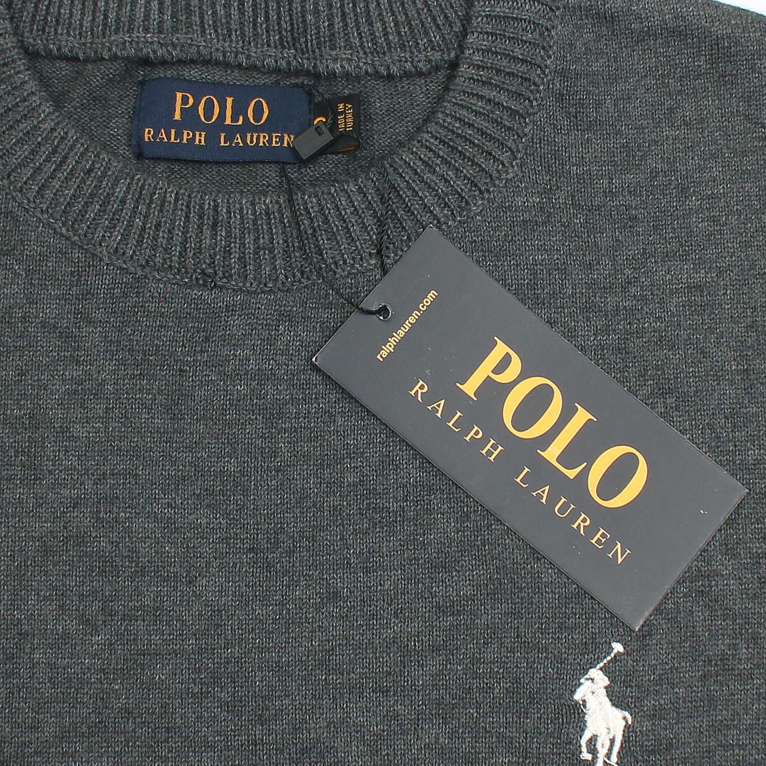 RL Crew neck Cotton Sweater (dark grey)