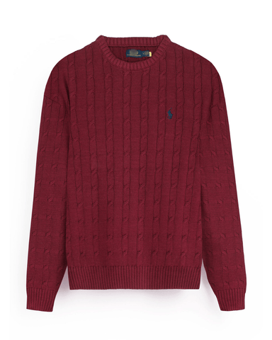Brandahub sweaters RL Cable-Knit Cotton Sweater (maroon)