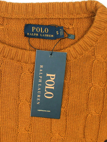 RL Cable-Knit Cotton Sweater (camel brown)