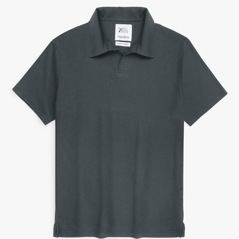 Brandahub polo shirts Premium Zr Waffle knit johnny collar polo-(grey)