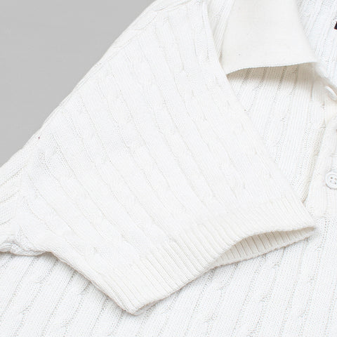 RL cable knit polo-white