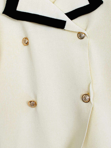 The Commodore Tipped Knit Blazer Set (cream)