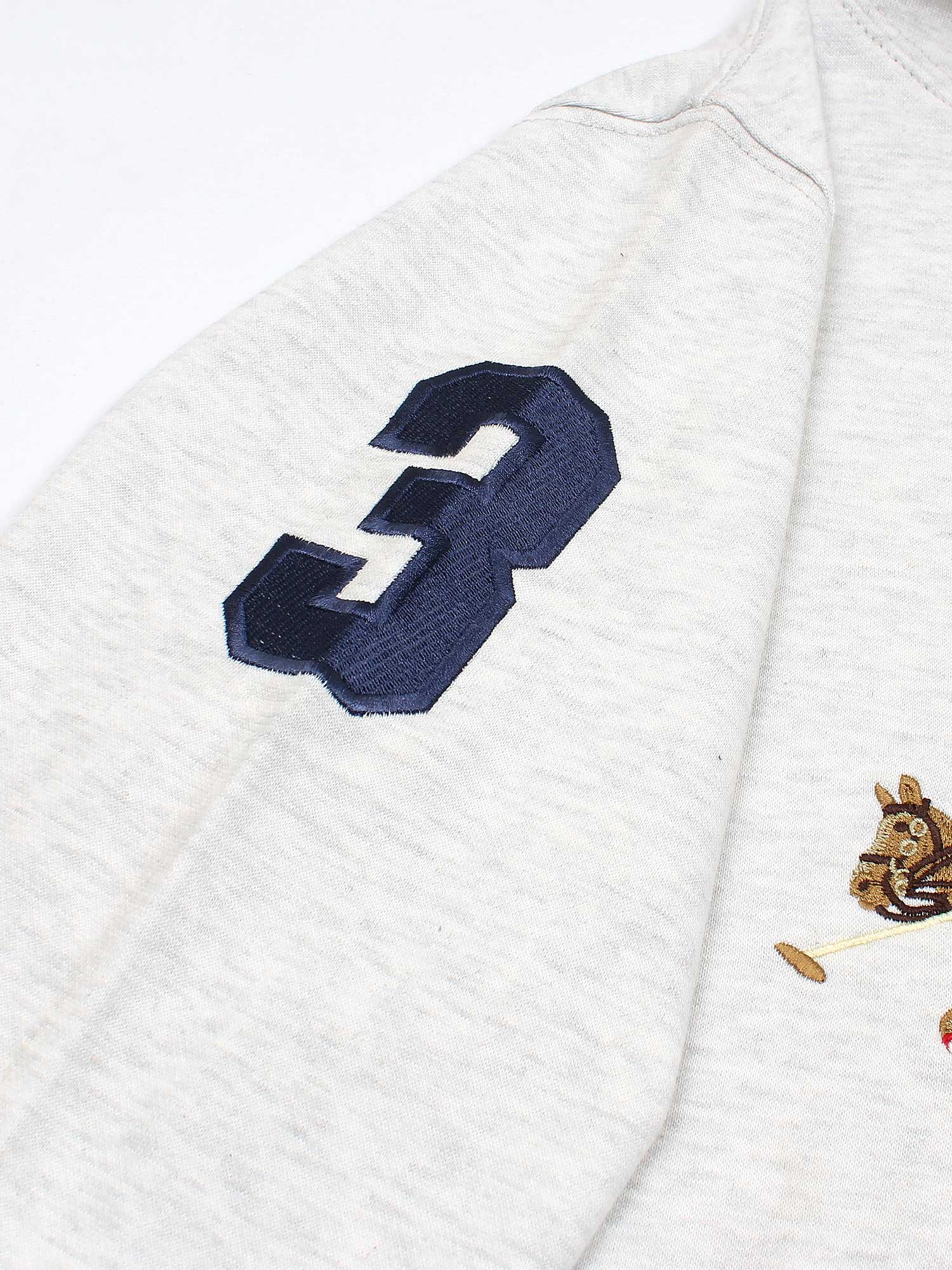 premium Rl triple pony Fleece hoodie (light heather grey)