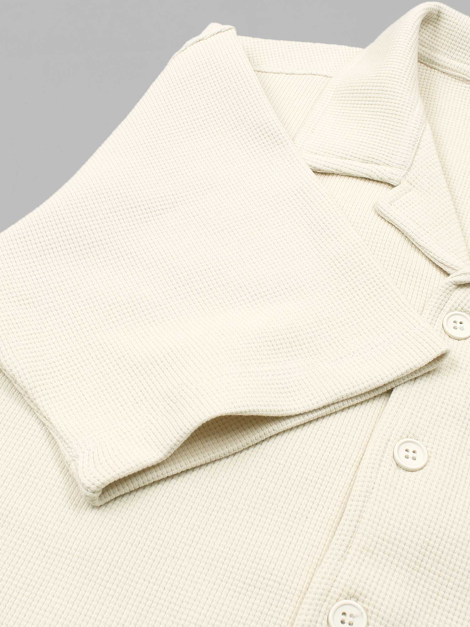 Brandahub polo shirts Premium Zr Waffle knit Resort collar shirt-(light beige)