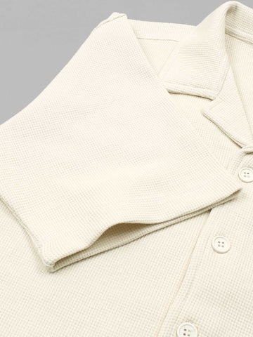 Brandahub polo shirts Premium Zr Waffle knit Resort collar shirt-(light beige)