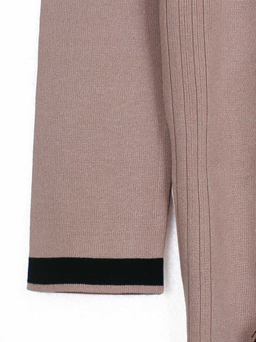The Commodore Tipped Knit Blazer Set (Taupe)