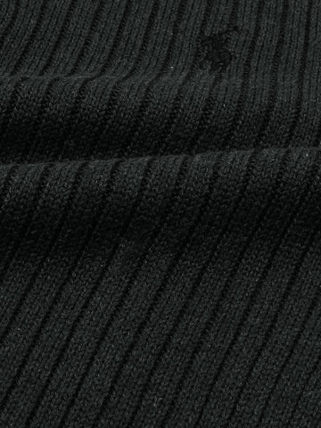 RL Rib Knit Half Zipper Cotton Sweater (charcoal grey)