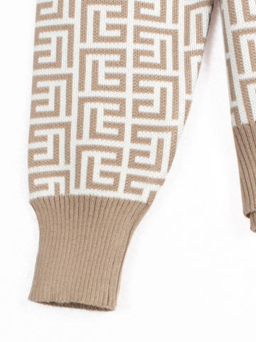 The Elysian Monogram Knit Set (Camel & Cream)
