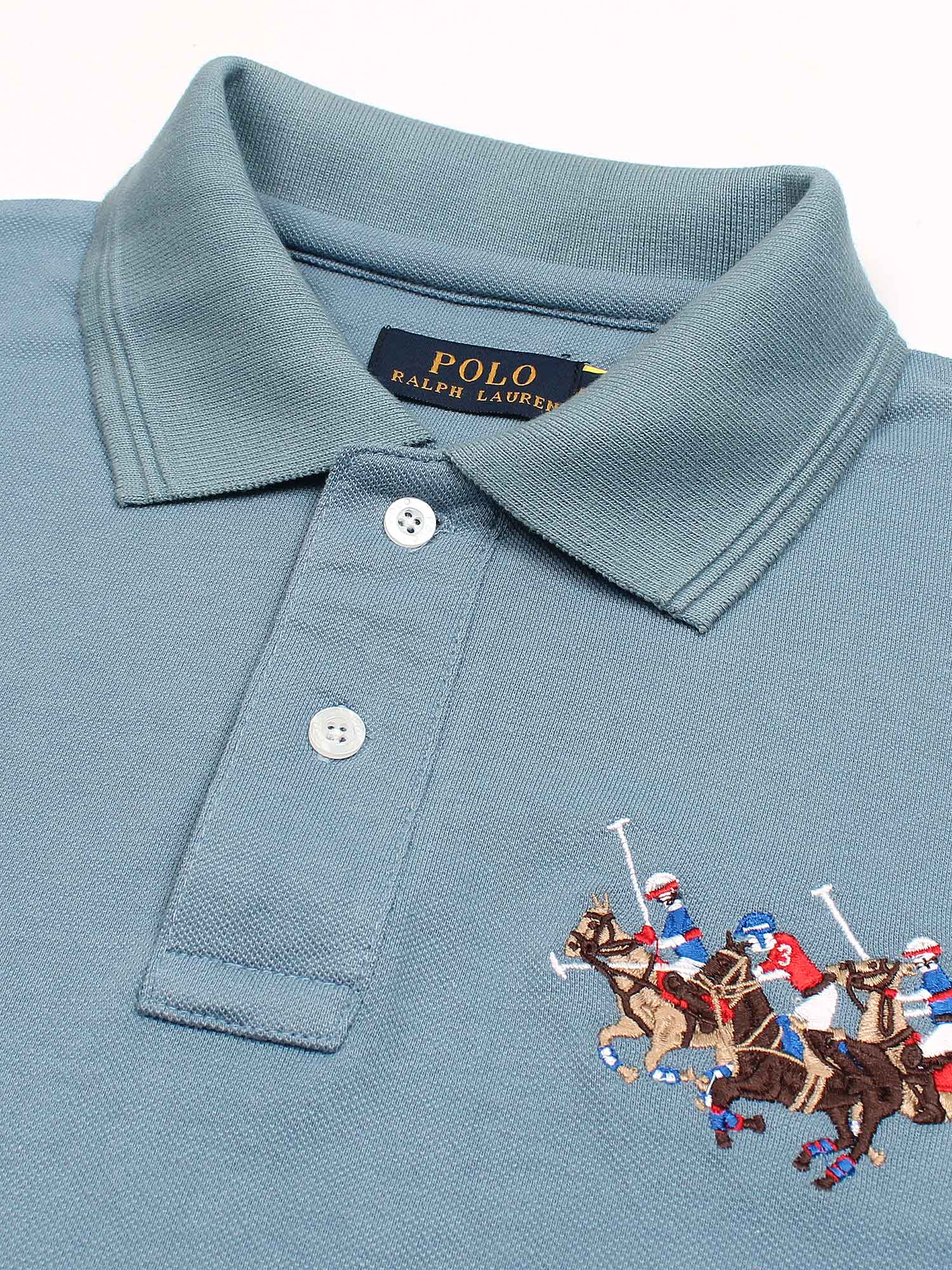RL triple pony polo- aqua blue