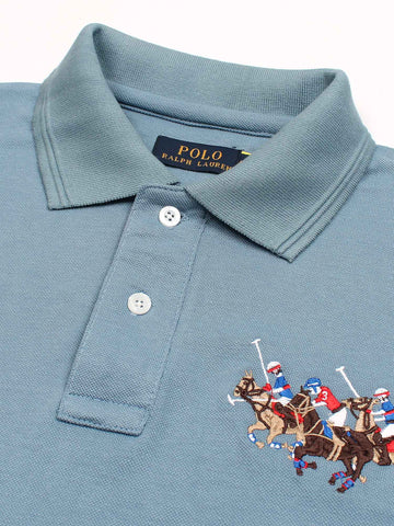 RL triple pony polo- aqua blue