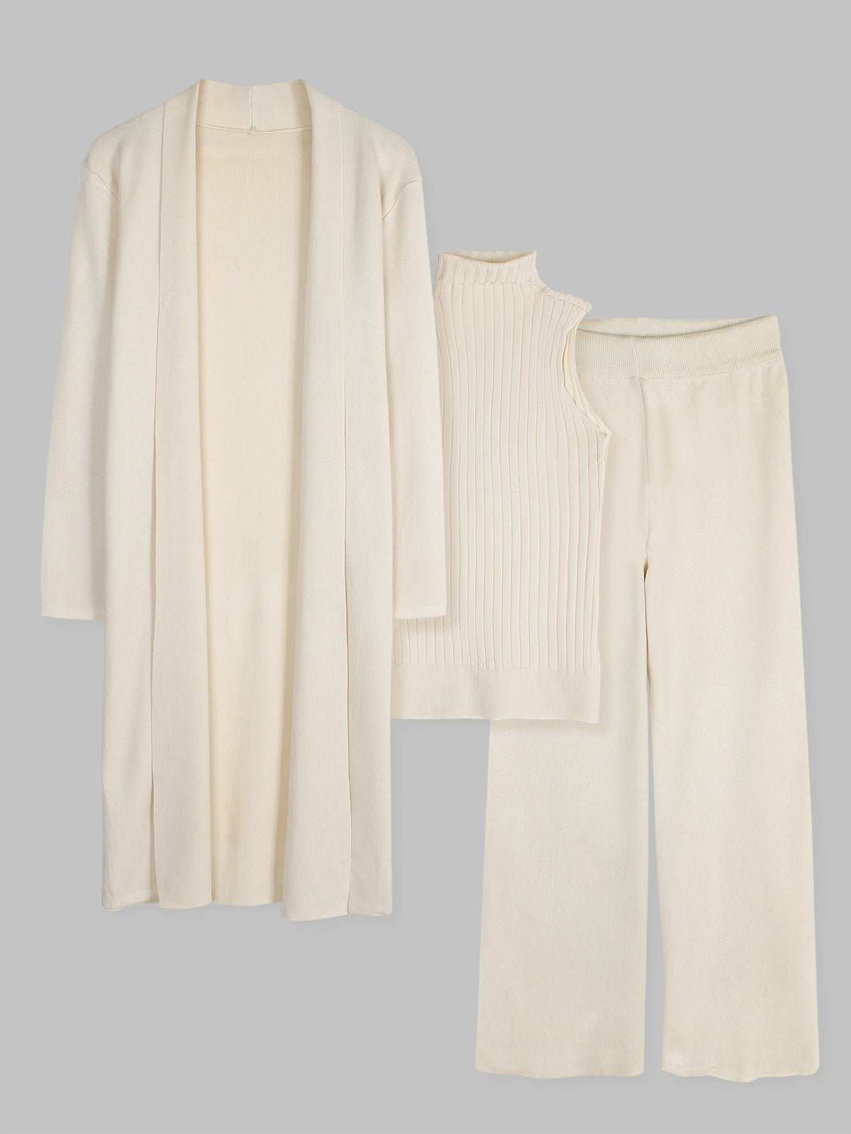 The Mayfair 3-Piece Layering Knit Set (Cream)
