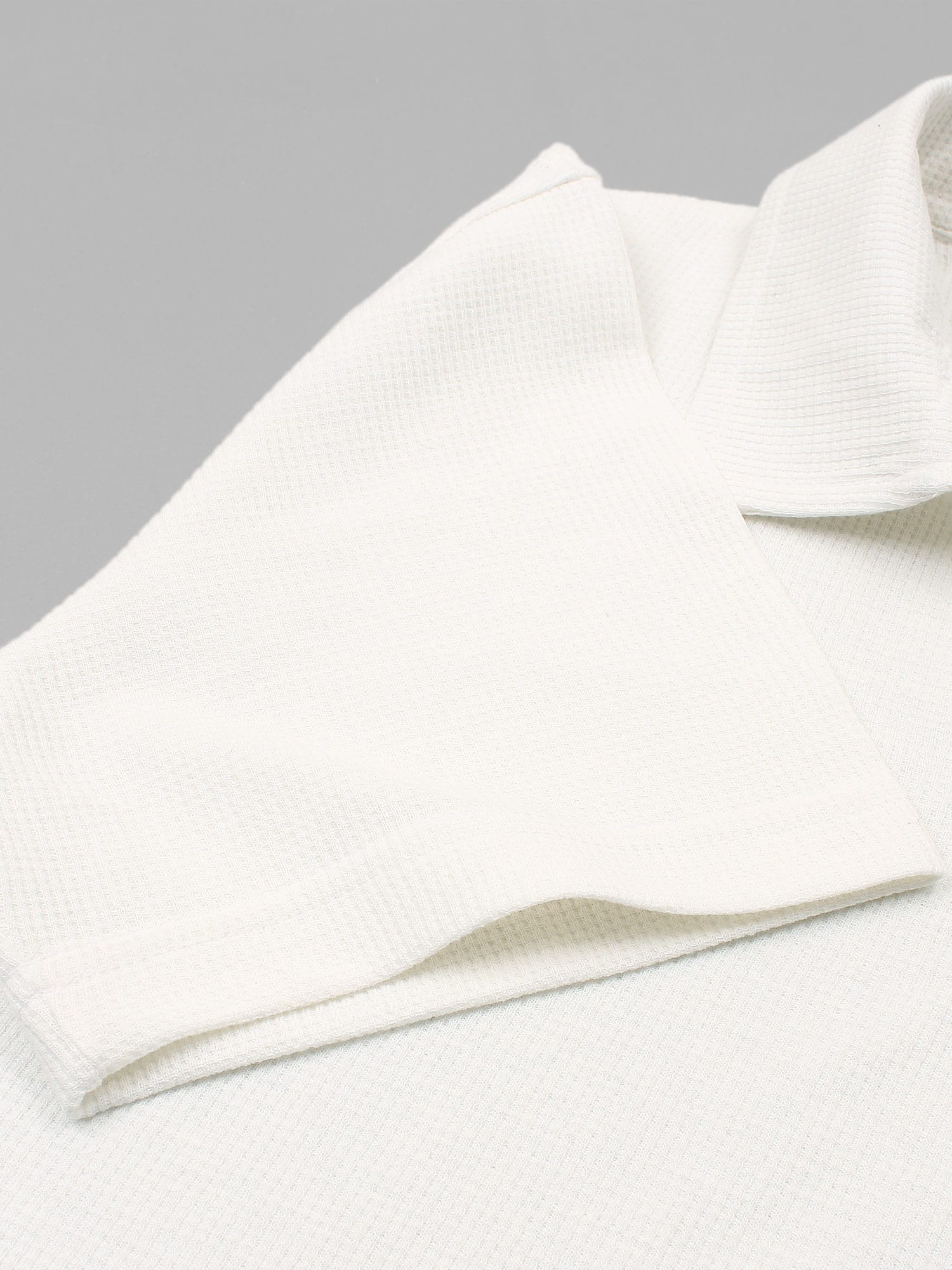 Brandahub polo shirts Premium Zr Waffle knit johnny collar polo-(light beige)