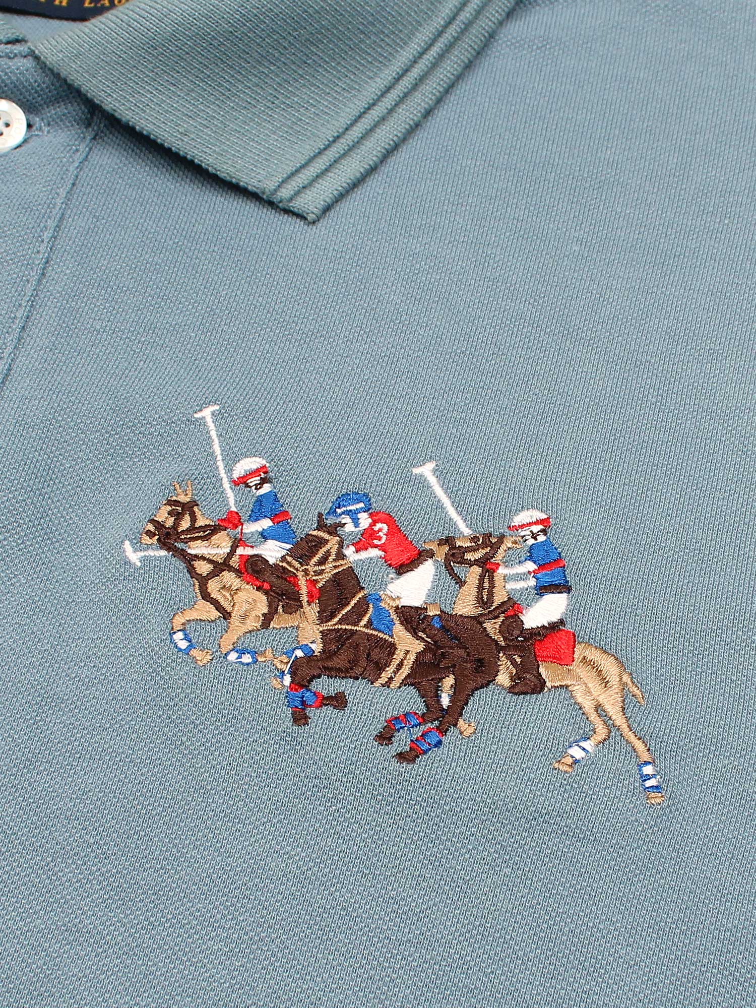 RL triple pony polo- aqua blue