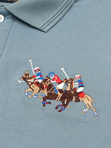 RL triple pony polo- aqua blue
