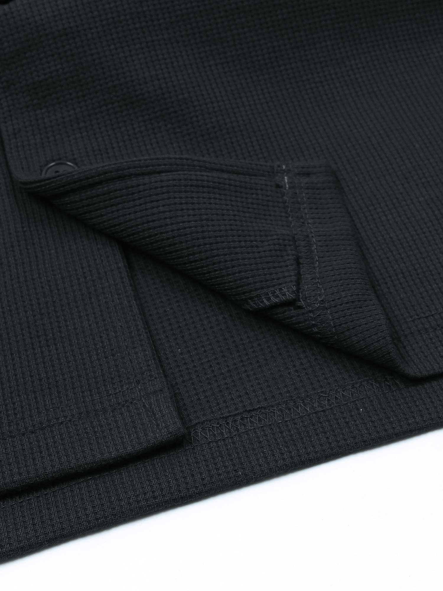 Brandahub polo shirts Premium Zr Waffle knit Resort collar shirt-(black)