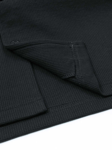 Brandahub polo shirts Premium Zr Waffle knit Resort collar shirt-(black)