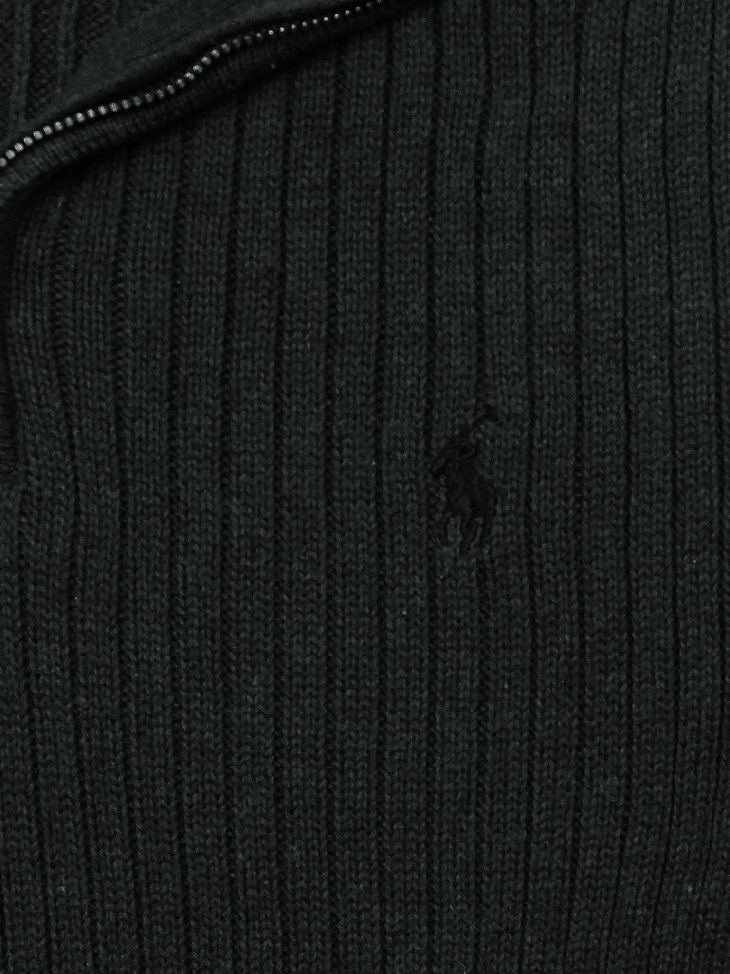 RL Rib Knit Half Zipper Cotton Sweater (charcoal grey)