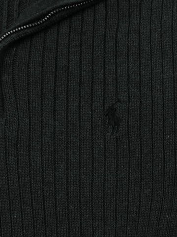 RL Rib Knit Half Zipper Cotton Sweater (charcoal grey)