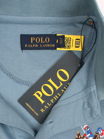 RL triple pony polo- aqua blue