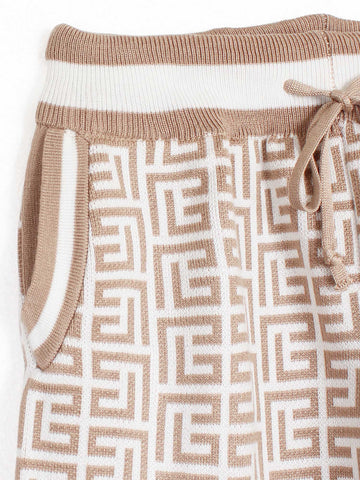 The Elysian Monogram Knit Set (Camel & Cream)