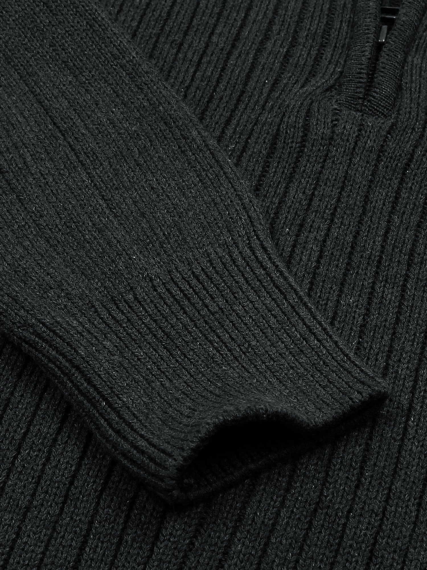 RL Rib Knit Half Zipper Cotton Sweater (charcoal grey)